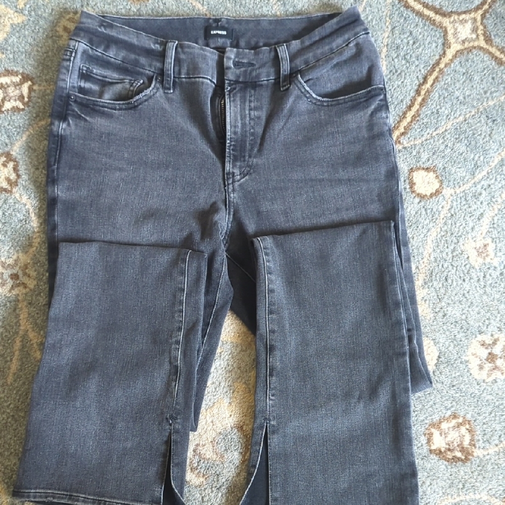 Express Gray Flare Wide Leg Jeans